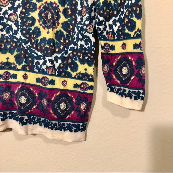 Patterned Quarter-Sleeve Wool Top - Picture 3 of 4